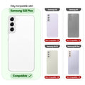 Clear hard back case compatibility guide showing fit for Samsung S22 Plus 5G and not compatible with other models