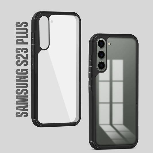 Silicone Frame Transparent Hard Back Cover for Samsung S23 Plus 5G