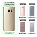 Clear hard back case compatibility guide showing fit for Samsung S7 edge and not compatible with other models