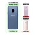 Clear hard back case compatibility guide showing fit for Samsung S9 plus and not compatible with other models