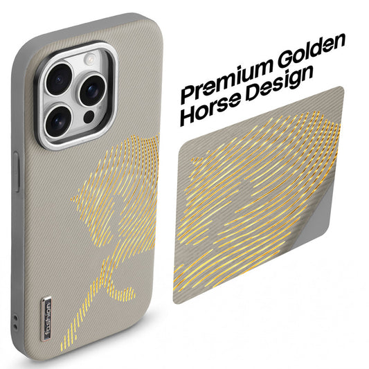 Premium Horse Textured MagSafe Case for Apple iPhone 15 Pro Max with Metallic Camera Protection & Microfiber Lining