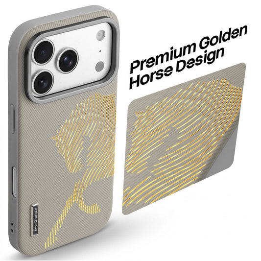 Premium Horse Textured MagSafe Case for Apple iPhone 17 Pro with Metallic Camera Protection & Microfiber Lining