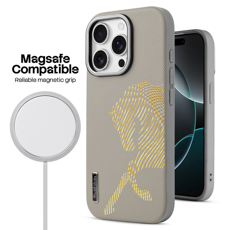 Premium Horse Textured MagSafe Case for Apple iPhone 15 Pro Max with Metallic Camera Protection & Microfiber Lining