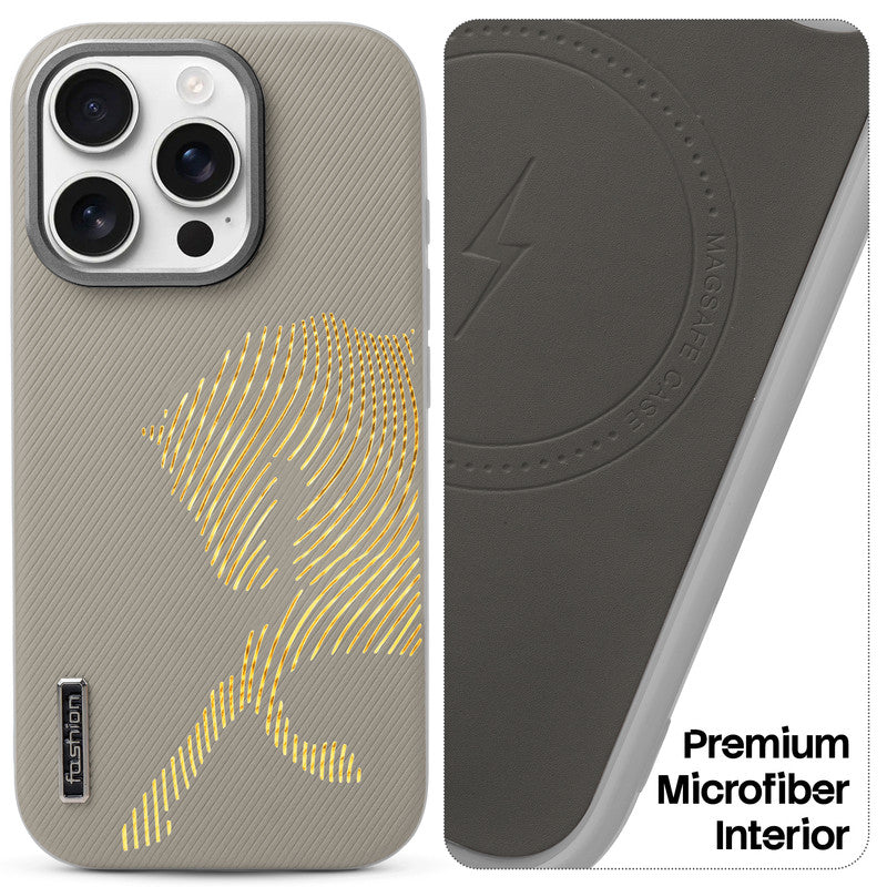 Premium Horse Textured MagSafe Case for Apple iPhone 15 Pro Max with Metallic Camera Protection & Microfiber Lining