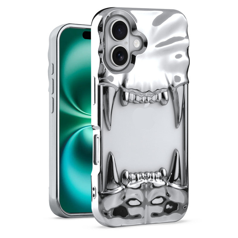3D Tiger Fang Back Case for Apple iPhone 16 Plus, A Wild and Fearless Vibe