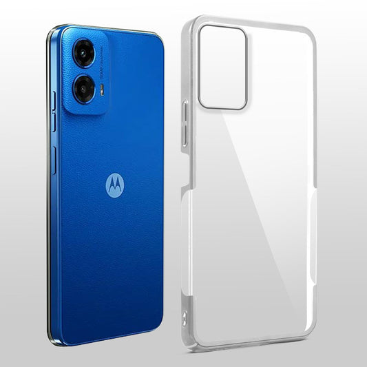 Crystal Clear Premium Case with Shiny Colorful Edges and Precise Cutouts for Motorola Moto G45 5G