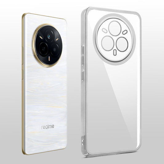 Crystal Clear Transparent Premium Shiny colorful Edges Hard Back Case For Realme 14 Pro Plus 5G