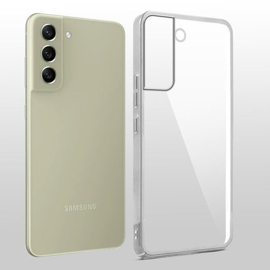 Crystal Clear Transparent Premium Shiny colorful Edges Hard Back Case For Samsung S21 FE 5G