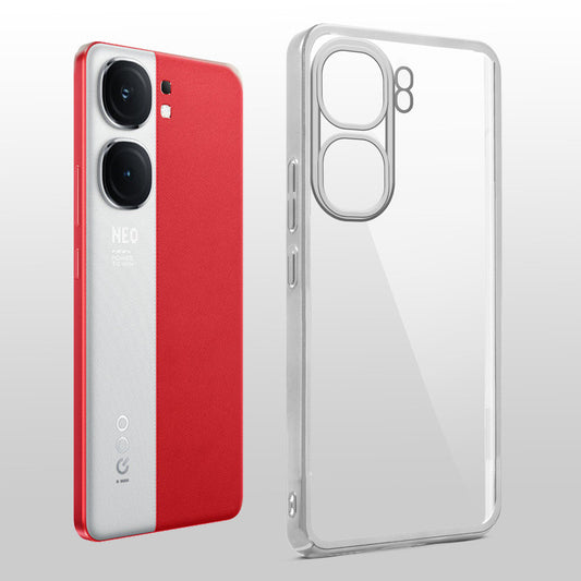 Crystal Clear Transparent Premium Shiny colorful Edges Hard Back Case For iQOO Neo 9 Pro 5G