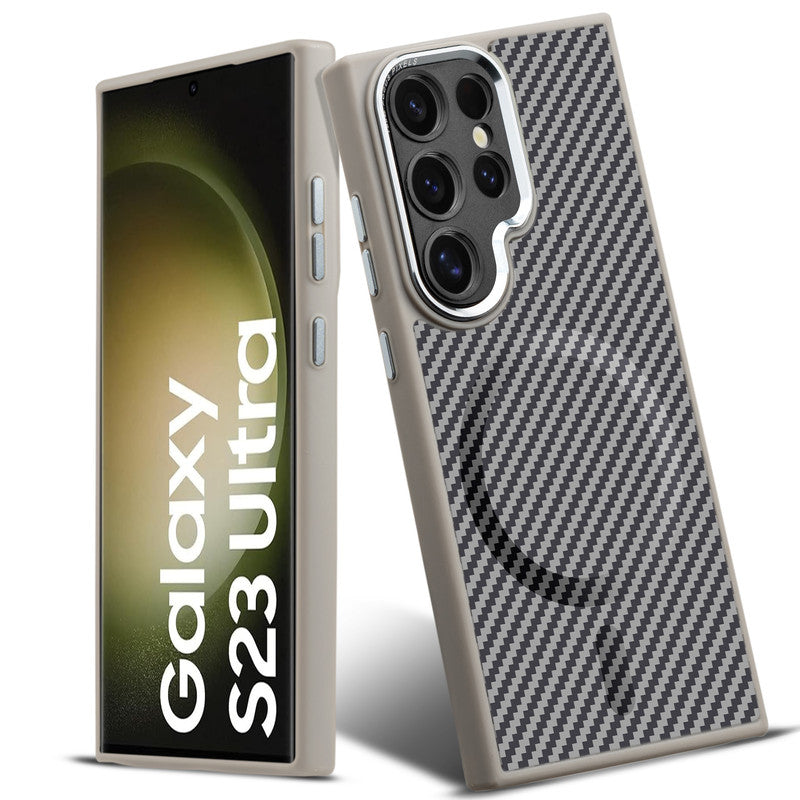 Premium Tech Weave Design With MagSafe Compatible Back Case For Samsung S23 Ultra 5G