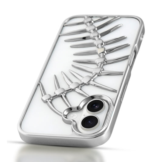 Spine Guard theme Fish Bone Textured Silicone Back Cover for Apple iPhone 16