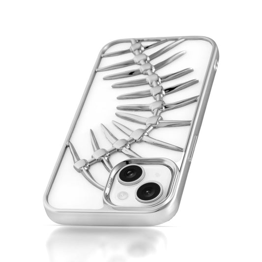 Spine Guard theme Fish Bone Textured Silicone Back Cover for Apple iPhone 14