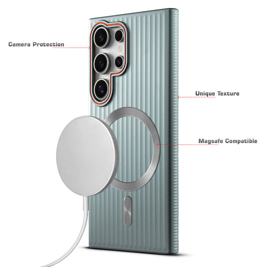 Titanium Grid Armor Hard Back Case For Samsung S24 Ultra 5G, With Magsafe Compatible
