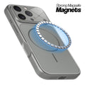 Silver Grey MagSafe compatible back cover for iPhone 16 Pro showing strong magnetic ring for secure MagSafe attachment.