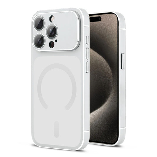 Matte Shine Silver Line Wireless Charging Support Back Cover Case For Apple iPhone 15 Pro Max