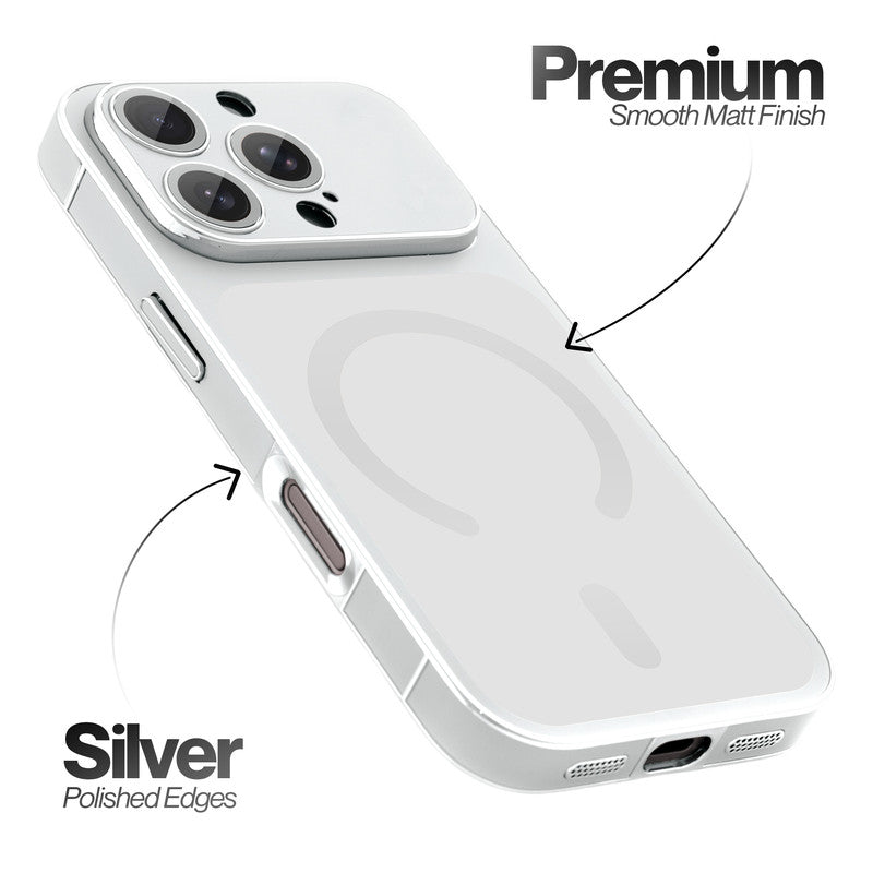 Matte Shine Silver Line Wireless Charging Support Back Cover Case For  Apple iPhone 16 Pro