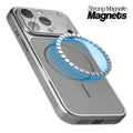 Silver Grey MagSafe compatible back cover for iPhone 14 Pro showing strong magnetic ring for secure MagSafe attachment.