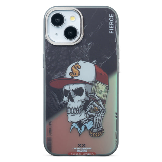 Night Glow & Shiny Hard Phone Cover with Silver Camera Ring For Apple iPhone 14