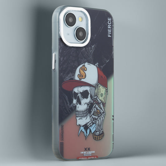 Night Glow & Shiny Hard Phone Cover with Silver Camera Ring For Apple iPhone 14