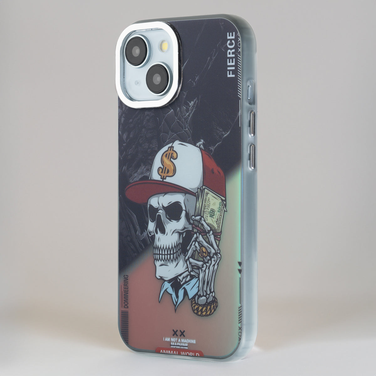 Night Glow & Shiny Hard Phone Cover with Silver Camera Ring For Apple iPhone 14