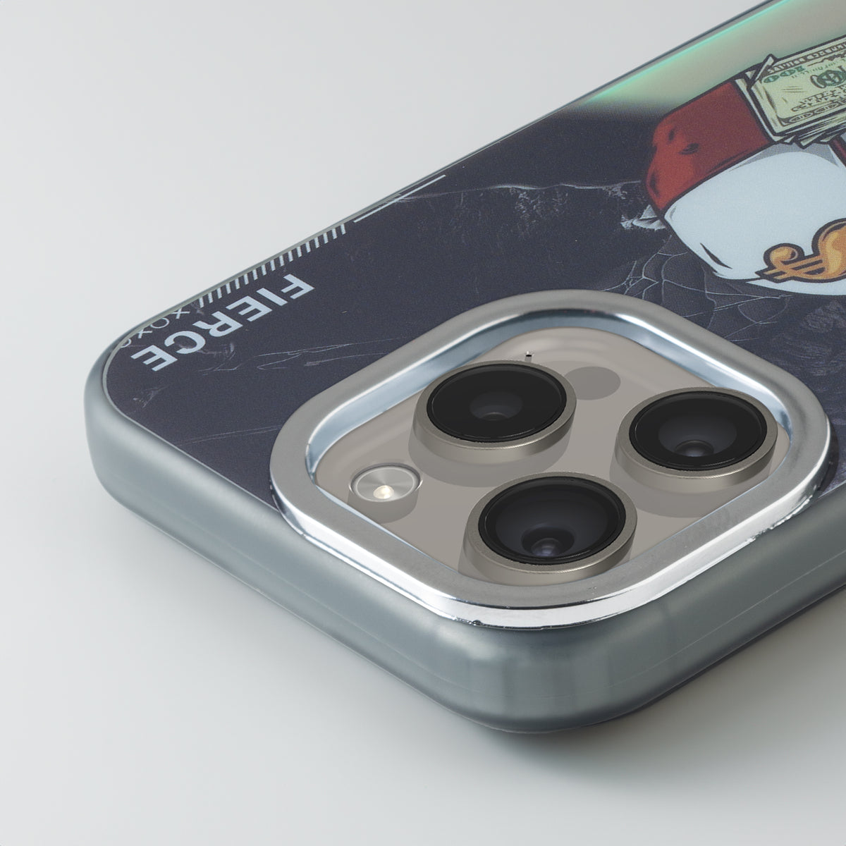 Night Glow & Shiny Hard Phone Cover with Silver Camera Ring For Apple iPhone 14 Pro