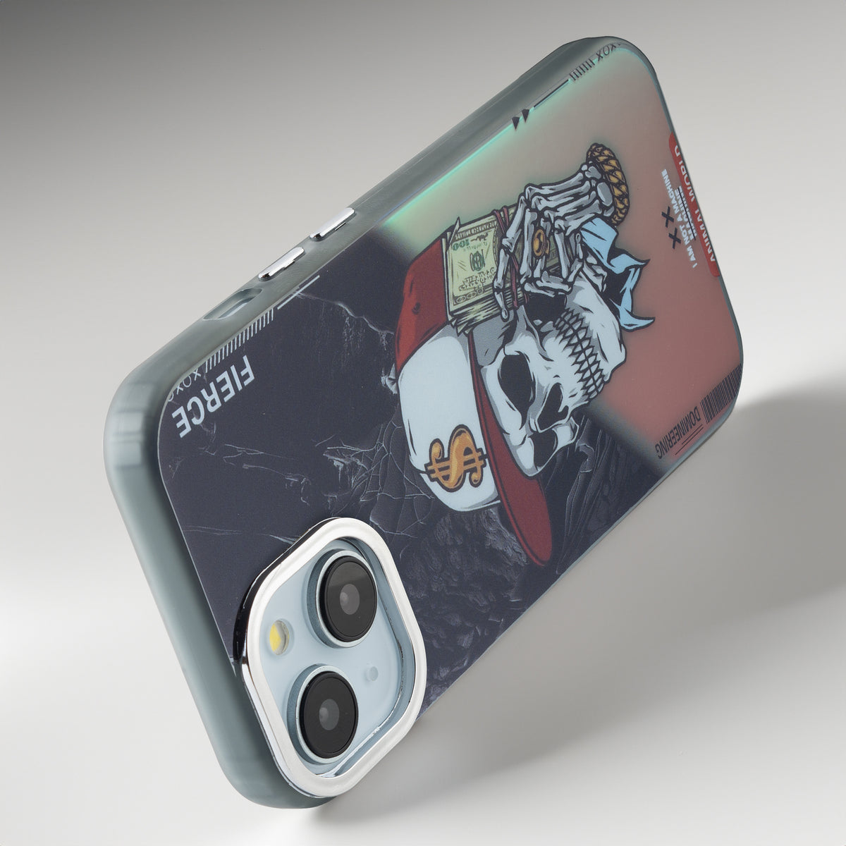 Night Glow & Shiny Hard Phone Cover with Silver Camera Ring For Apple iPhone 14