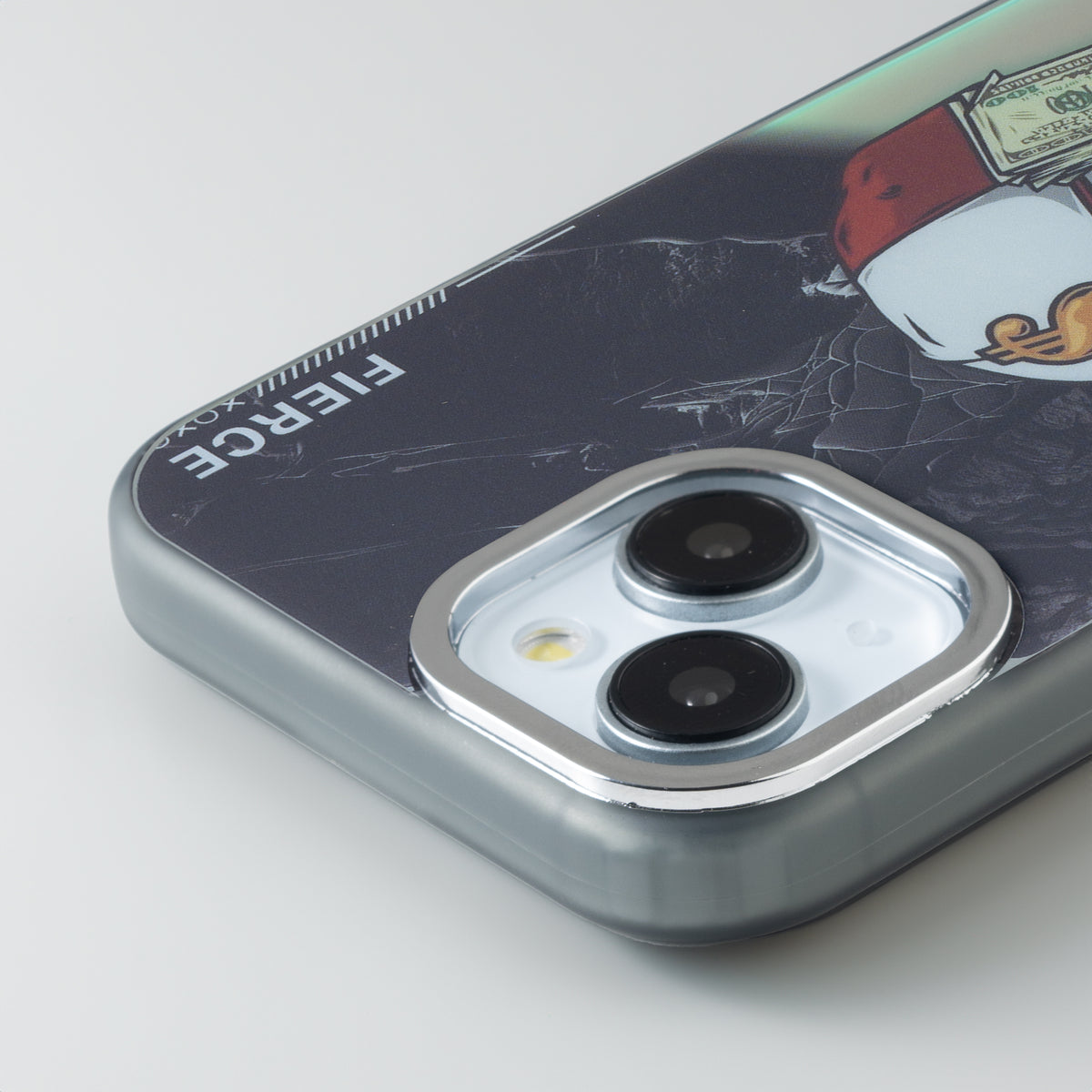 Night Glow & Shiny Hard Phone Cover with Silver Camera Ring For Apple iPhone 14