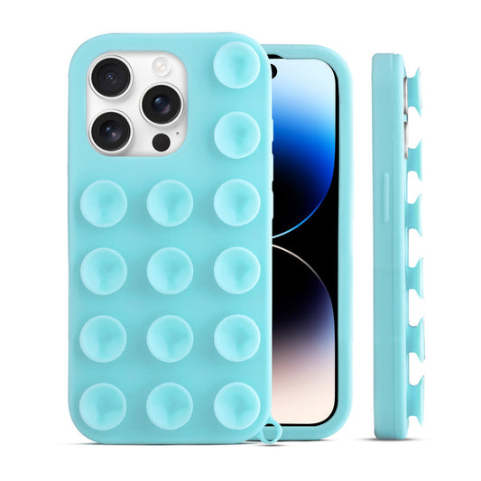 Glossy Colorful Liquid Silicone Comfort Grip Suction Case for Apple iPhone 14 Pro with Soft Touch Matte Finish & Built in Suction Pads