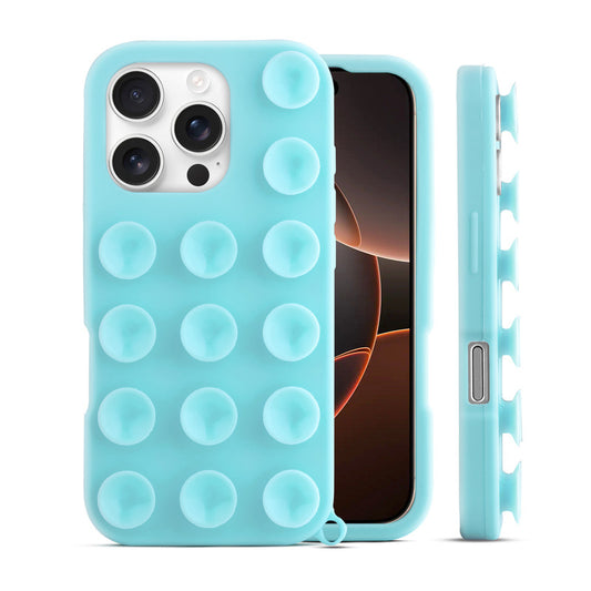 Glossy Colorful Liquid Silicone Comfort Grip Suction Case for Apple iPhone 16 Pro with Soft Touch Matte Finish & Built in Suction Pads