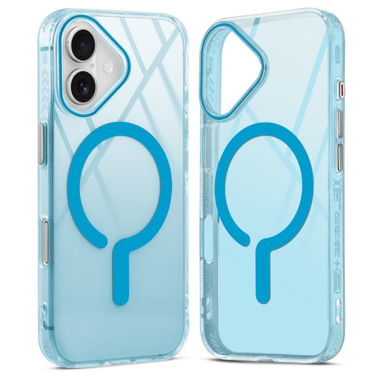 360° Airbag Protection Jelly Transparent MagSafe Compatible Back Case For Apple iPhone 16 with Metal Finish Buttons