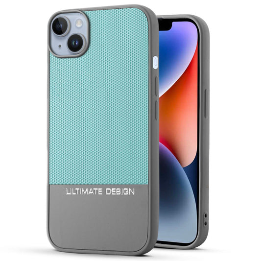 Two-Tone Back Cover with Pyramid Texture & Vegan Leather Finish for Apple iPhone 14 - Where Style Meets Function