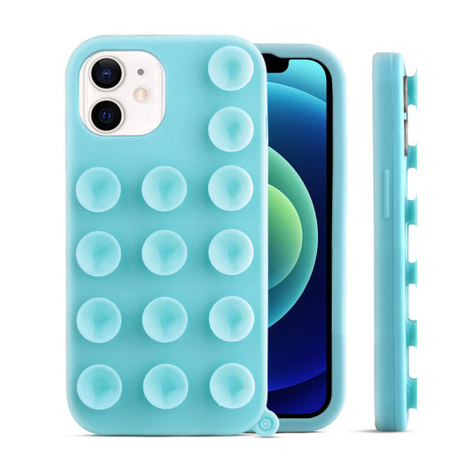 Glossy Colorful Liquid Silicone Comfort Grip Suction Case for Apple iPhone 12 with Soft Touch Matte Finish & Built in Suction Pads
