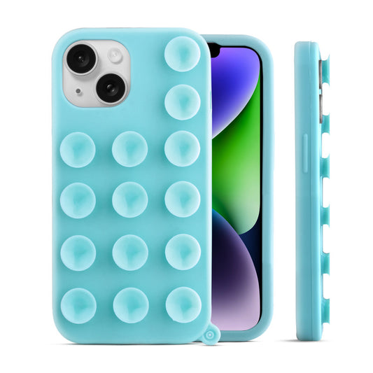 Glossy Colorful Liquid Silicone Comfort Grip Suction Case for Apple iPhone 14 Plus with Soft Touch Matte Finish & Built in Suction Pads