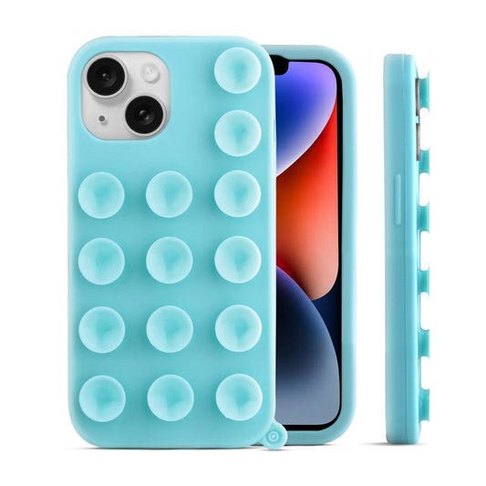 Glossy Colorful Liquid Silicone Comfort Grip Suction Case for Apple iPhone 14 with Soft Touch Matte Finish & Built in Suction Pads