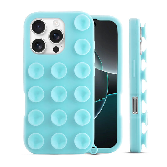 Glossy Colorful Liquid Silicone Comfort Grip Suction Case for Apple iphone 16 Pro Max with Soft Touch Matte Finish & Built in Suction Pads