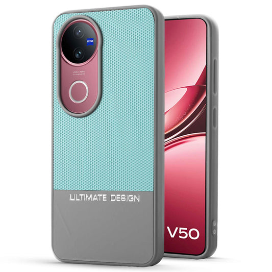 Two-Tone Back Cover with Pyramid Texture & Vegan Leather Finish for Vivo V50 5G - Where Style Meets Function