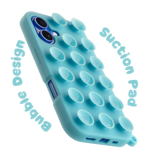 Glossy Colorful Liquid Silicone Comfort Grip Suction Case for Apple iPhone 16 with Soft Touch Matte Finish & Built in Suction Pads