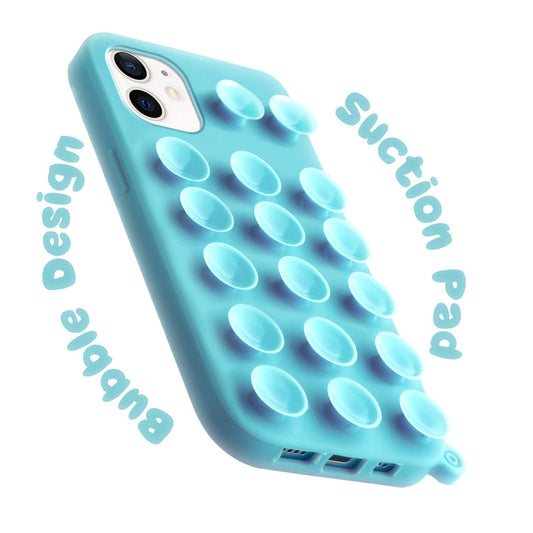 Glossy Colorful Liquid Silicone Comfort Grip Suction Case for Apple iPhone 11 with Soft Touch Matte Finish & Built in Suction Pads