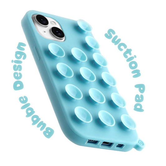 Glossy Colorful Liquid Silicone Comfort Grip Suction Case for Apple iPhone 14 Plus with Soft Touch Matte Finish & Built in Suction Pads