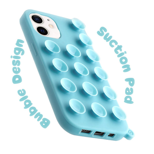 Glossy Colorful Liquid Silicone Comfort Grip Suction Case for Apple iPhone 12 with Soft Touch Matte Finish & Built in Suction Pads