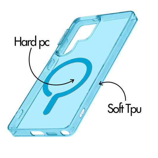 360° Air-Cushioned Protection Back Case For Samsung S23 Ultra 5G Jelly Transparent MagSafe Compatible with Metal Finish Buttons