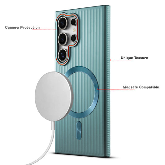 Titanium Grid Armor Hard Back Case For Samsung S24 Ultra 5G, With Magsafe Compatible