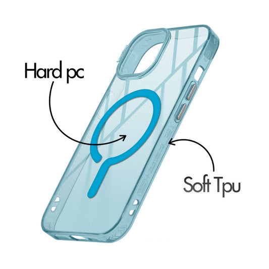 360° Air-Cushioned Protection Back Case For Apple iPhone 15 Jelly Transparent MagSafe Compatible with Metal Finish Buttons