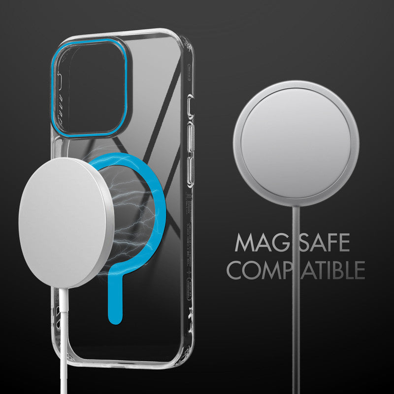 Crystal Clear Airbag Bumper Wireless Charging Support Compatible Back Case For Apple iPhone 13 Pro Max with Metal Finish Buttons