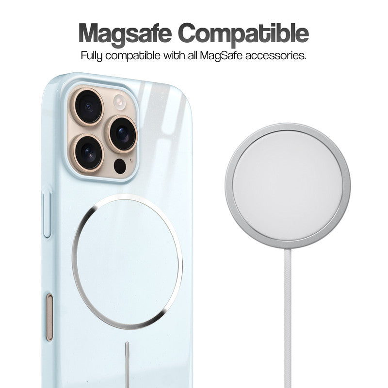 Smooth & Shiny Glossy Hard Back Cover Case For Apple iPhone 16 Pro With Wireless Charging Support Support