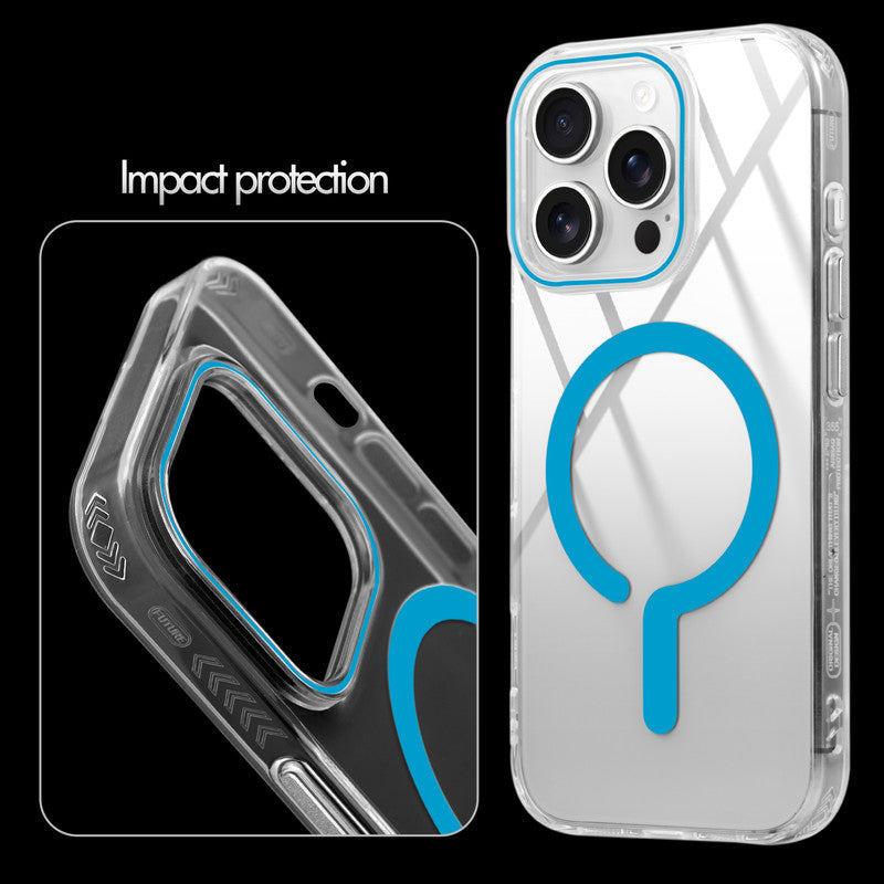 Crystal Clear Airbag Bumper Wireless Charging Support Compatible Back Case For Apple iPhone 13 Pro Max with Metal Finish Buttons