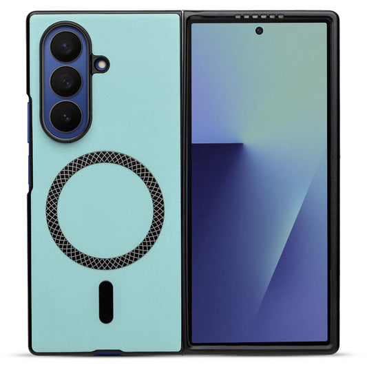 Executive Edition Hard Back Cover for Samsung Z Fold 7 with Magnetic Ring , Faux Leather Finish & Camera Guard
