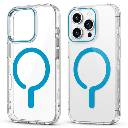 Crystal Clear Magnetic Back Case for Apple iPhone 13 Pro Max with Air Cushion Bumper & Metal Finish Buttons