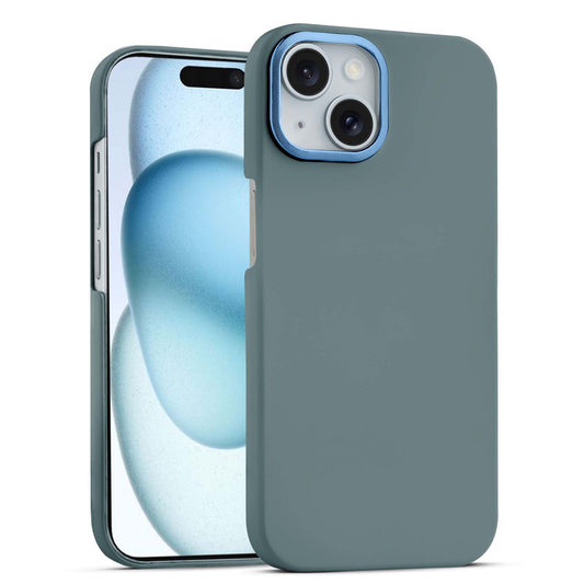 Stone Like Matte Finish Back Case for Apple iPhone 15 , Detachable Camera Ring