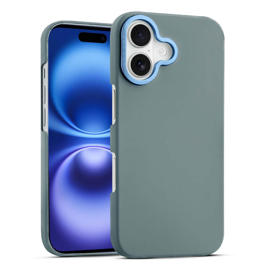 Stone Like Matte Finish Back Case for Apple iPhone 16 , Detachable Camera Ring